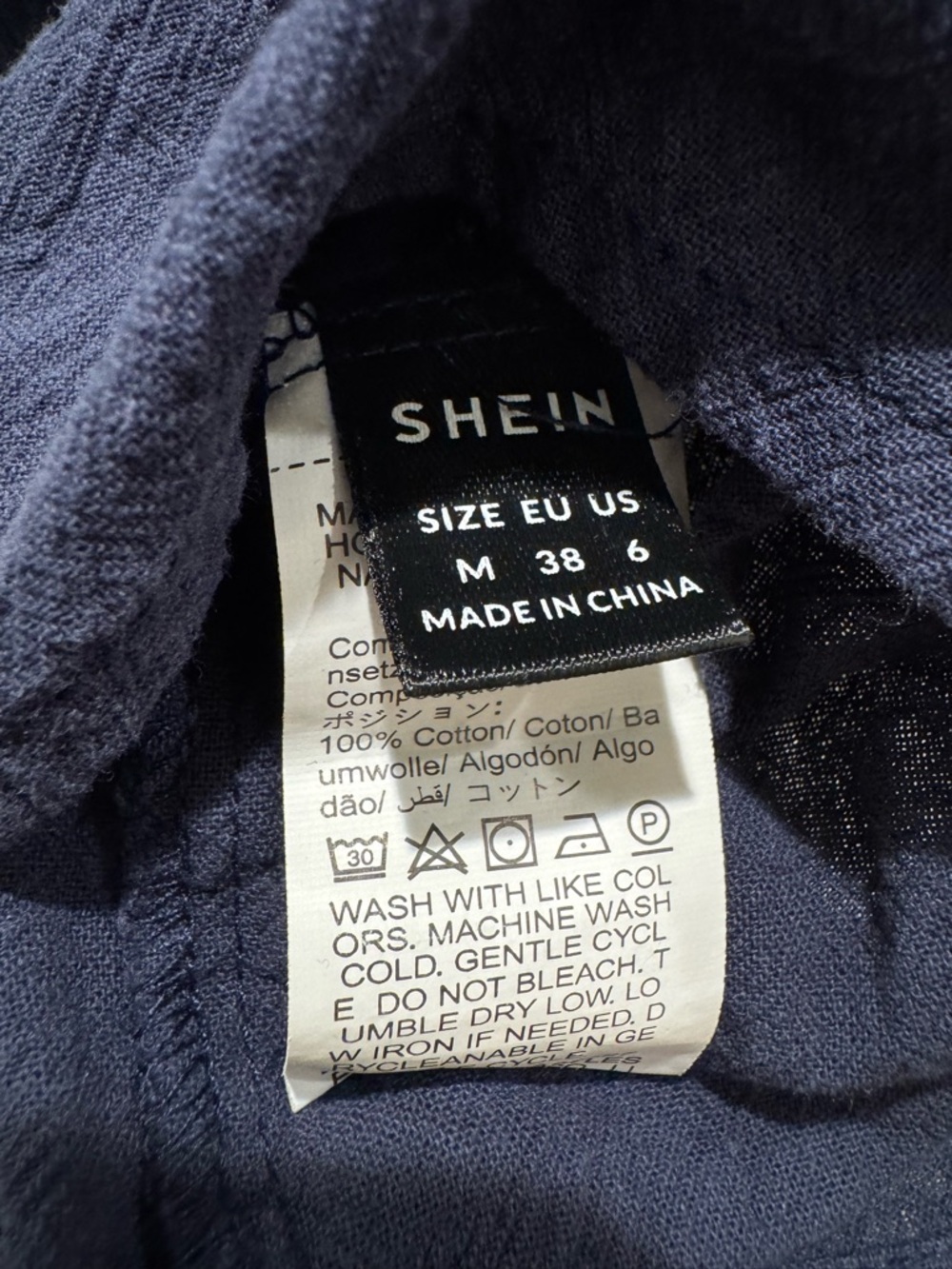 SHEIN Navy Asymmetric Collar Short Sleeve Blouse - Picture 5 of 5